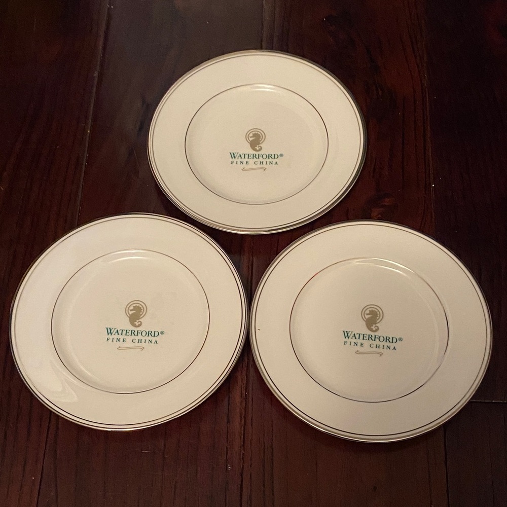 NEW Waterford Fine China Kilbarry Platinum Set of 3 Side Plates-6 Inch